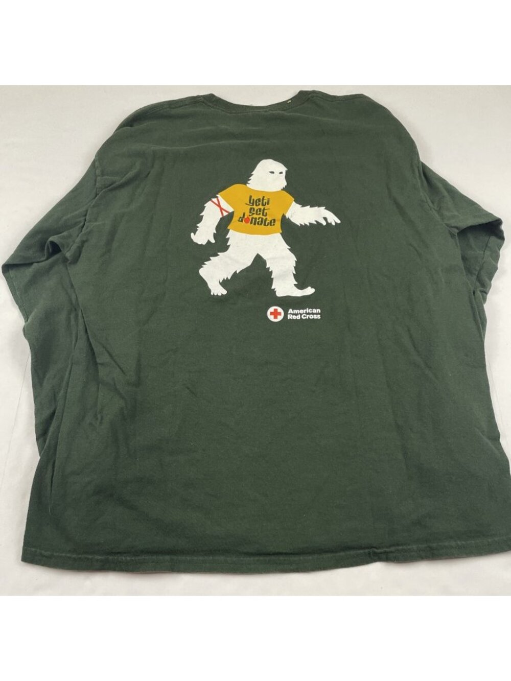 American Red Cross Graphic Long Sleeve T-Shirt Men’s XL Yeti Set Donate Green